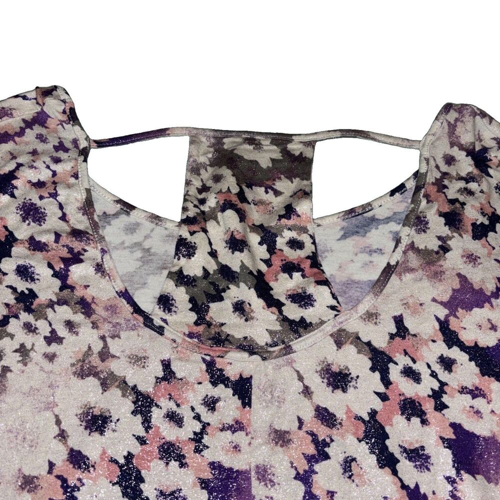 Juicy Couture Women's Floral Shimmer Print Back Cutout Top M - Picture 5 of 6